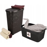 Kosz z pokrywą 60L + pojemnik 45L Curver Natural Style brązowy