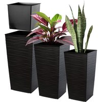 Donice na kwiaty z wkładem Tuluza dłuto 25 cm + 30 cm + 35 cm, czarne