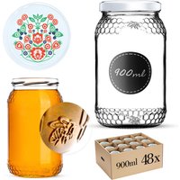 Szklany słój Lierde 900ml fi 82 mm 48 szt. + wieczka "Folklor"