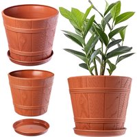 Doniczka drewnopodobna z podstawką Pula 42 cm, terakota