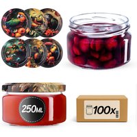 Słoiki na przetwory Denia 250ml 100szt fi 82 mm + wieczko "Ptaki"