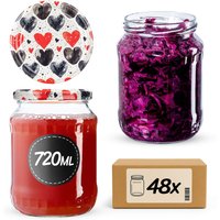 Słoiki na przetwory Jukka 720ml fi 82 mm 48szt + wieczko Serca
