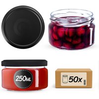 Słoiki na przetwory Denia 250ml 50szt fi 82 mm + wieczko "Czarny mat"