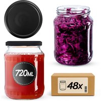 Słoiki na przetwory Jukka 720ml fi 82 mm 48szt + wieczko Czarny mat