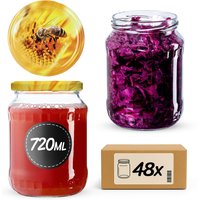 Słoiki na przetwory Jukka 720ml 48szt fi 82 mm + wieczka "Pszczoła"
