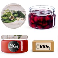 Słoiki na przetwory Denia 250ml 100szt fi 82 mm + wieczko "Ogórek"