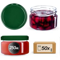 Słoiki na przetwory Denia 250ml 50szt fi 82 mm + wieczko zielone