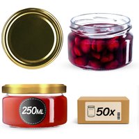 Słoiki na przetwory Denia 250ml 50szt fi 82 mm + wieczko złote