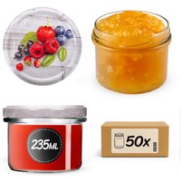 Słoiki na przetwory Tartu 235ml 50szt 82mm + wieczka "Truskawki"