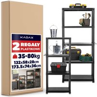 Komplet regałów plastikowych Auzon 173.5 x 74 x 36 cm + 132 x 58 x 28 cm