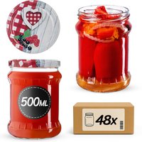 Słoiki na przetwory Kisko 500ml fi 82 mm 48szt + wieczko Krata z serduszkiem