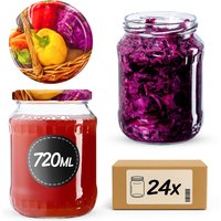 Słoiki na przetwory Jukka 720ml fi 82 mm 24szt + wieczko Warzywa