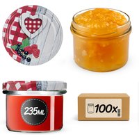 Słoiki na przetwory Tartu 235ml fi 82 mm 100szt + wieczko Krata z serduszkiem