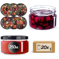 Słoiki na przetwory Denia 250ml 20szt fi 82 mm + wieczko "Warzywa mix"