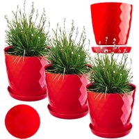 Doniczki na kwiaty z podstawkami Amily 25cm czerwony 3szt
