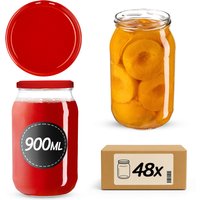 Słoiki na przetwory Simo 900ml 48szt fi 82 mm + wieczka czerwone