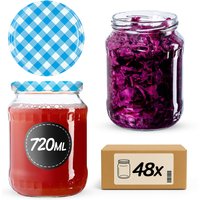 Słoiki na przetwory Jukka 720ml 48szt fi 82 mm + wieczka "Niebieska krata"