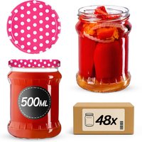 Słoiki na przetwory Kisko 500ml 48szt fi 82 mm + wieczka "Groszek różowy"