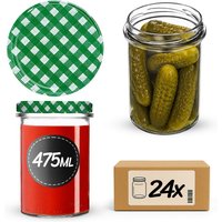 Słoiki na przetwory Befa 475ml 24szt fi 82 mm + wieczka "Zielona krata"