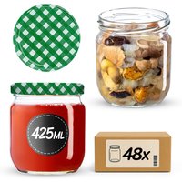 Słoiki na przetwory Salla 425ml 48szt fi 82 mm + wieczka "Zielona Krata"