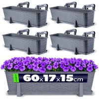 Skrzynka balkonowa z uchwytami Castro grafitowa 60cm, 4 szt.