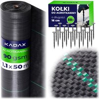 Agrotkanina ogrodowa Auros 1.1 x 50m 90 g/m² czarna + kołki 50 szt.