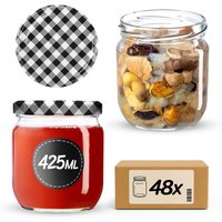 Słoiki na przetwory Salla 425ml 48szt fi 82 mm + wieczka "Czarna Krata"