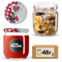 Słoiki na przetwory Salla 425ml fi 82 mm 48szt + wieczko Krata z serduszkiem