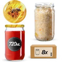Słoiki na przetwory Niva 720ml 8szt fi 82 mm + wieczka "Pszczoła"