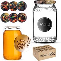 Szklany słój Lierde 900ml fi 82 mm 48 szt. + wieczka "Ptaki"