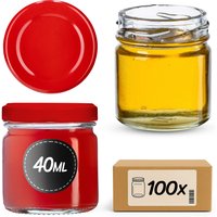 Słoiki na przetwory Halli 40ml 100szt 43 mm + wieczka czerwone