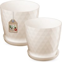 Doniczka na kwiaty z podstawką kremowa Amily 25 cm + 30 cm, 2 szt.
