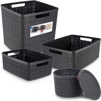 Pojemniki Curver Jute 2L + 5L + 12L + 17L antracyt