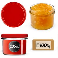 Słoiki na przetwory Tartu 235ml 100szt fi 82 mm + wieczka czerwone