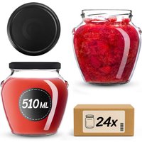 Słoiki na przetwory Sassa 580ml 24szt fi 82 mm + wieczka "Czarny mat"