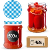 Słoiki na przetwory Kisko 500ml 48szt fi 82 mm + wieczka "Niebieska Krata"