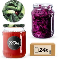 Słoiki na przetwory Jukka 720ml 24szt fi 82 mm + wieczka "Ogórki"