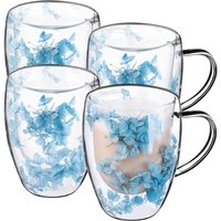 Kubek termiczny z kwiatowym motywem Riga 350ml niebieski 4 szt.