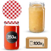 Słoiki na przetwory Gera 350ml fi 66 mm 100szt + wieczka "Czerwona krata'