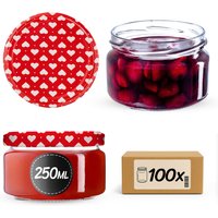 Słoiki na przetwory Denia 250ml 100szt fi 82 mm + wieczko "Serca"