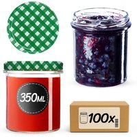 Słoiki na przetwory Avila 350ml 100szt fi 82 mm + wieczka "Zielona Krata"