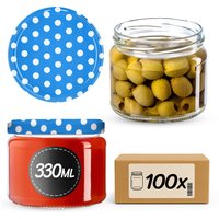 Słoiki na przetwory Sonka 330ml fi 82 mm 100szt + wieczko Groszek niebieski