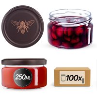 Słoiki na przetwory Denia 250ml 100szt fi 82 mm + wieczko "Pszczoła"