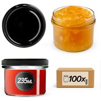 Słoiki na przetwory Tartu 235ml 100szt fi 82 mm + wieczka czarne