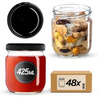 Słoiki na przetwory Salla 425ml 48szt fi 82 mm + wieczka czarne