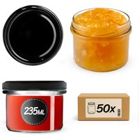 Słoiki na przetwory Tartu 235ml 50szt fi 82 mm + wieczka czarne