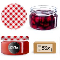 Słoiki na przetwory Denia 250ml 50szt fi 82 mm + wieczko "Czerwona Krata"