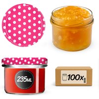 Słoiki na przetwory Tartu 235ml 100szt fi 82 mm + wieczka "Groszek różowy"
