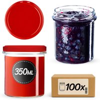 Słoiki na przetwory Avila 350ml 100szt fi 82 mm + wieczka czerwone