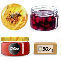 Słoiki na przetwory Denia 250ml 50szt fi 82 mm + wieczko "Pszczoła"
